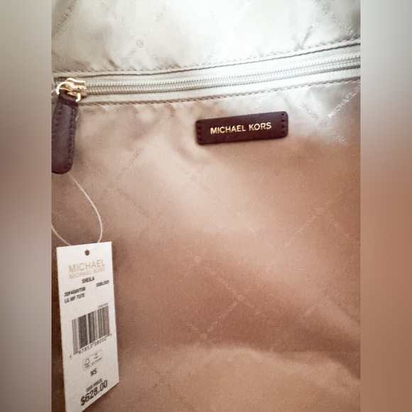 Michael Kors Sheila Large Laptop Tote Shoulder Bag MK Center Stripe Brown - Picture 10 of 12